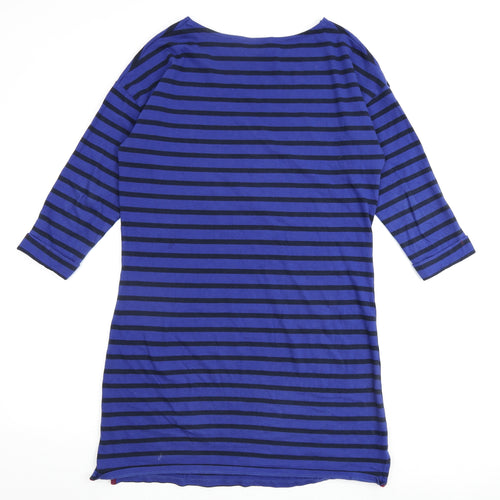 Boden Womens Blue Striped 100% Cotton A-Line Size 12 Round Neck Pullover