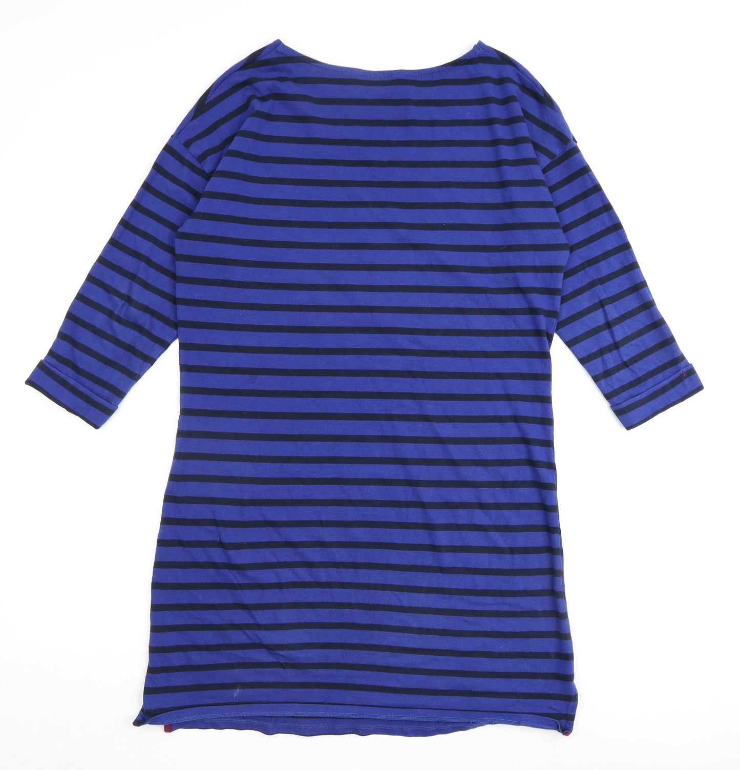 Boden Womens Blue Striped 100% Cotton A-Line Size 12 Round Neck Pullover