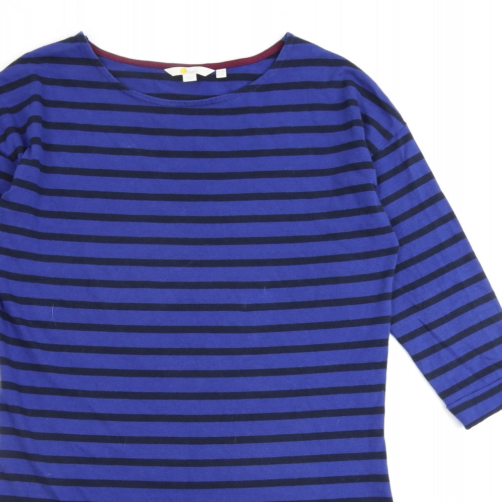 Boden Womens Blue Striped 100% Cotton A-Line Size 12 Round Neck Pullover