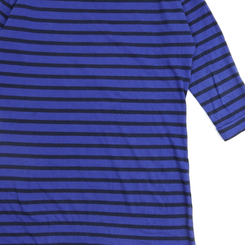 Boden Womens Blue Striped 100% Cotton A-Line Size 12 Round Neck Pullover