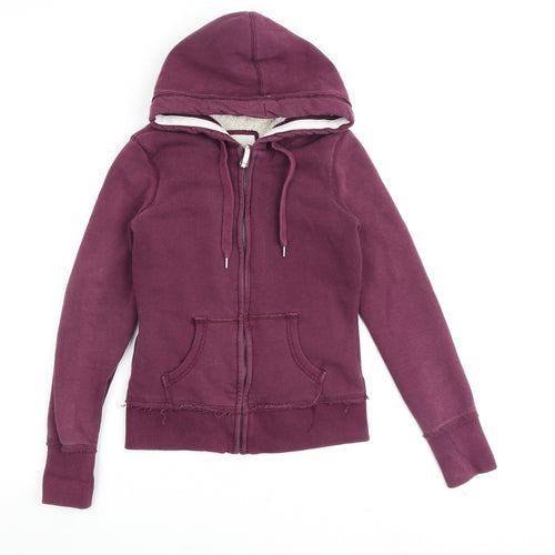 H&M Womens Purple Cotton Full Zip Hoodie Size S Zip