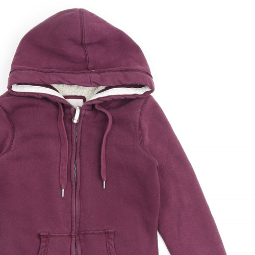 H&M Womens Purple Cotton Full Zip Hoodie Size S Zip