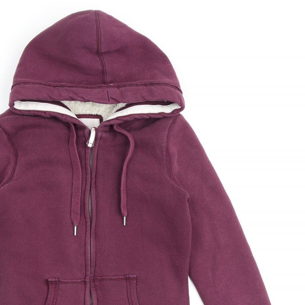 H&M Womens Purple Cotton Full Zip Hoodie Size S Zip