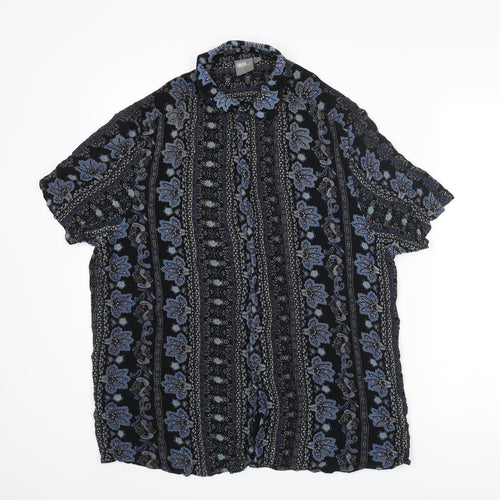 ASOS Mens Multicoloured Geometric Polyester Button-Up Size L Collared Button