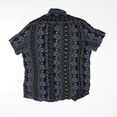 ASOS Mens Multicoloured Geometric Polyester Button-Up Size L Collared Button