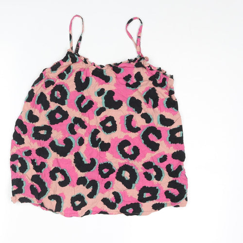 NEXT Womens Multicoloured Animal Print Viscose Camisole Blouse Size 8 Scoop Neck - Leopard Print Frill
