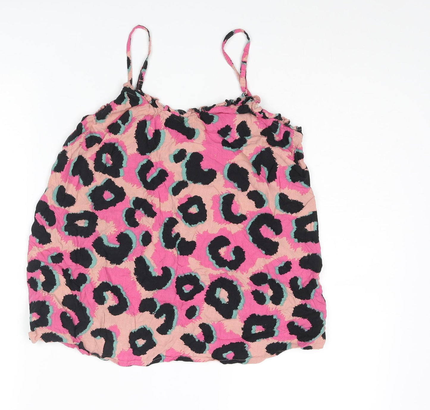 NEXT Womens Multicoloured Animal Print Viscose Camisole Blouse Size 8 Scoop Neck - Leopard Print Frill
