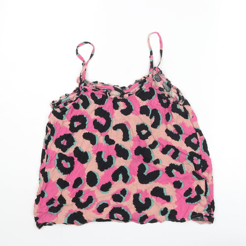 NEXT Womens Multicoloured Animal Print Viscose Camisole Blouse Size 8 Scoop Neck - Leopard Print Frill