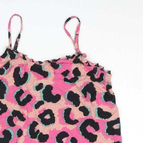 NEXT Womens Multicoloured Animal Print Viscose Camisole Blouse Size 8 Scoop Neck - Leopard Print Frill