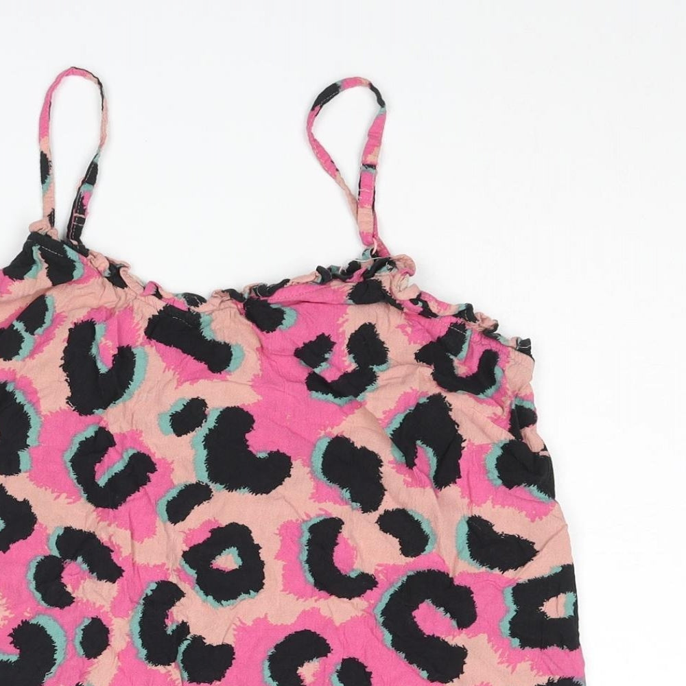 NEXT Womens Multicoloured Animal Print Viscose Camisole Blouse Size 8 Scoop Neck - Leopard Print Frill