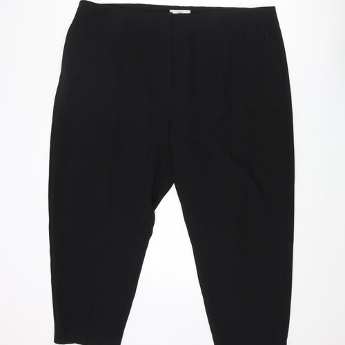 Marks and Spencer Womens Black Polyester Trousers Size 44 in L25 in Regular Zip