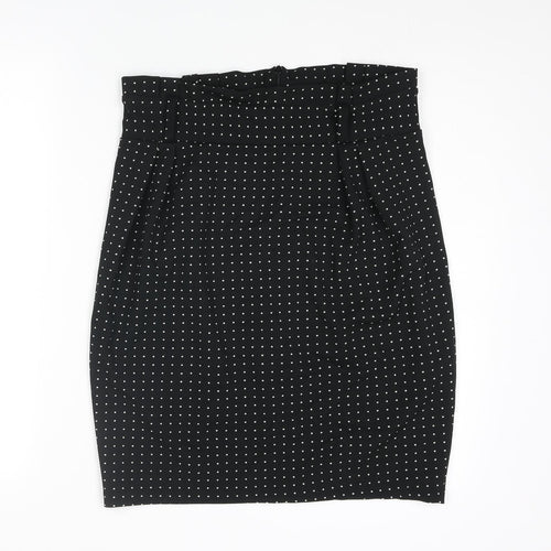 Sabrina Diamanti Womens Black Polka Dot Polyester Straight & Pencil Skirt Size L Zip