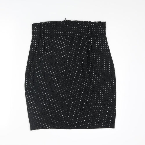 Sabrina Diamanti Womens Black Polka Dot Polyester Straight & Pencil Skirt Size L Zip
