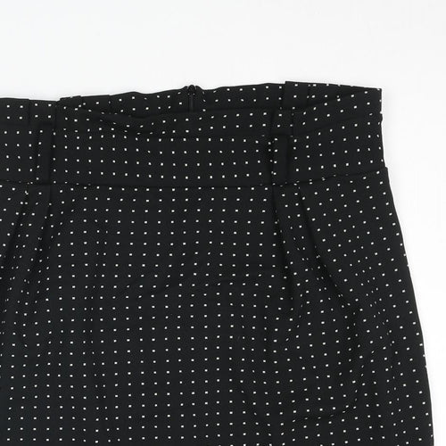 Sabrina Diamanti Womens Black Polka Dot Polyester Straight & Pencil Skirt Size L Zip