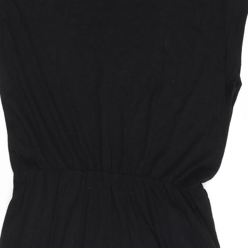 H&M Womens Black Cotton T-Shirt Dress Size M Round Neck Pullover - Pocket