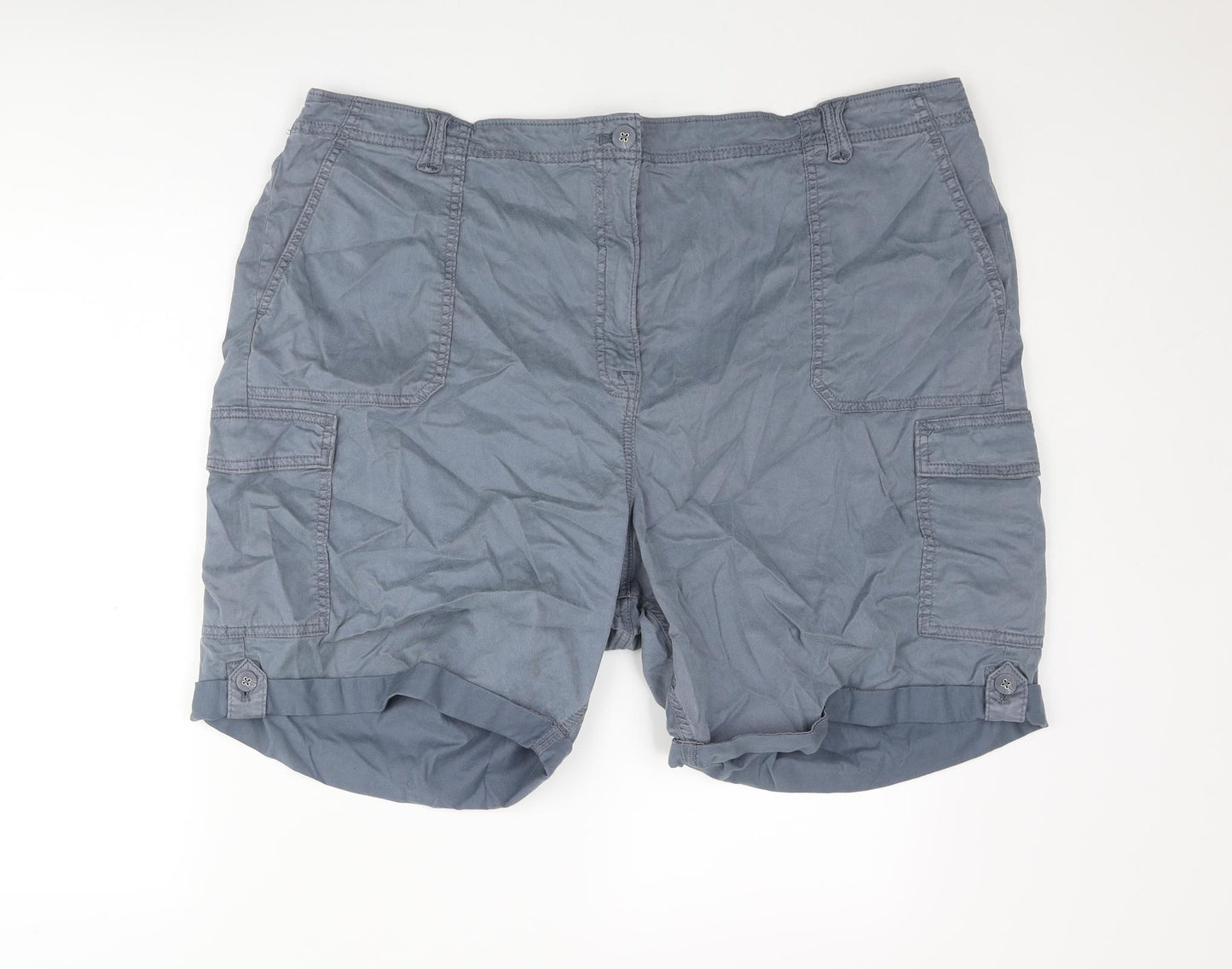 Marks and Spencer Womens Blue Lyocell Cargo Shorts Size 24 L7 in Regular Zip