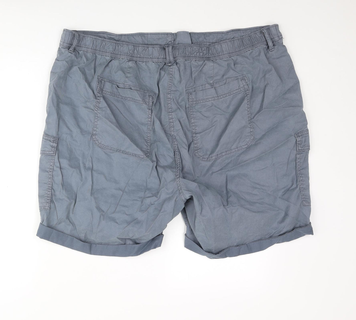 Marks and Spencer Womens Blue Lyocell Cargo Shorts Size 24 L7 in Regular Zip
