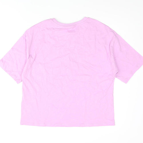 Marks and Spencer Girls Pink Cotton Basic T-Shirt Size 13-14 Years Crew Neck Pullover - Good Vibes