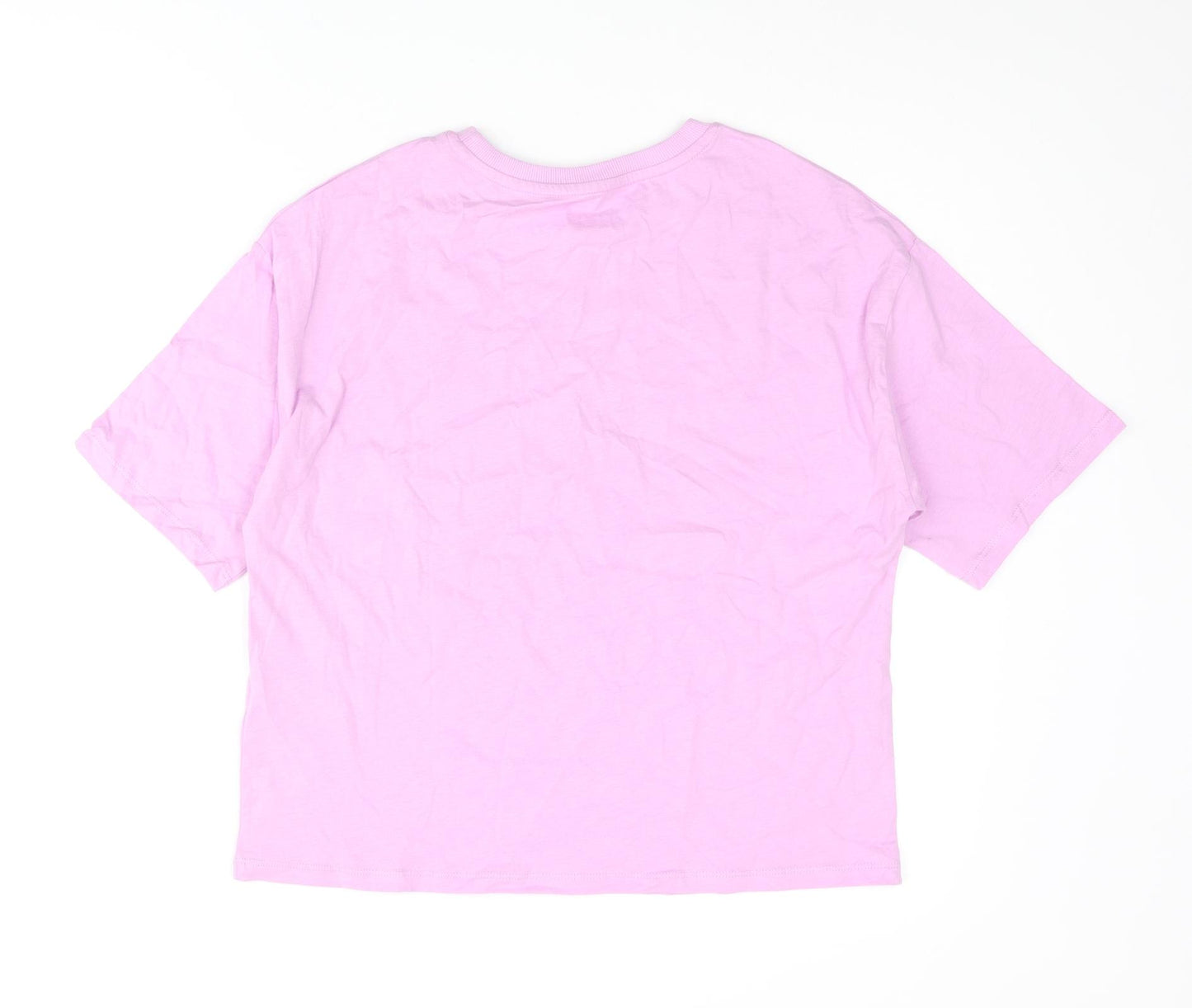 Marks and Spencer Girls Pink Cotton Basic T-Shirt Size 13-14 Years Crew Neck Pullover - Good Vibes