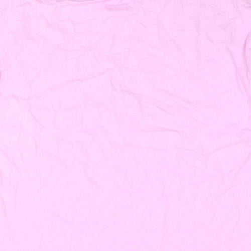 Marks and Spencer Girls Pink Cotton Basic T-Shirt Size 13-14 Years Crew Neck Pullover - Good Vibes