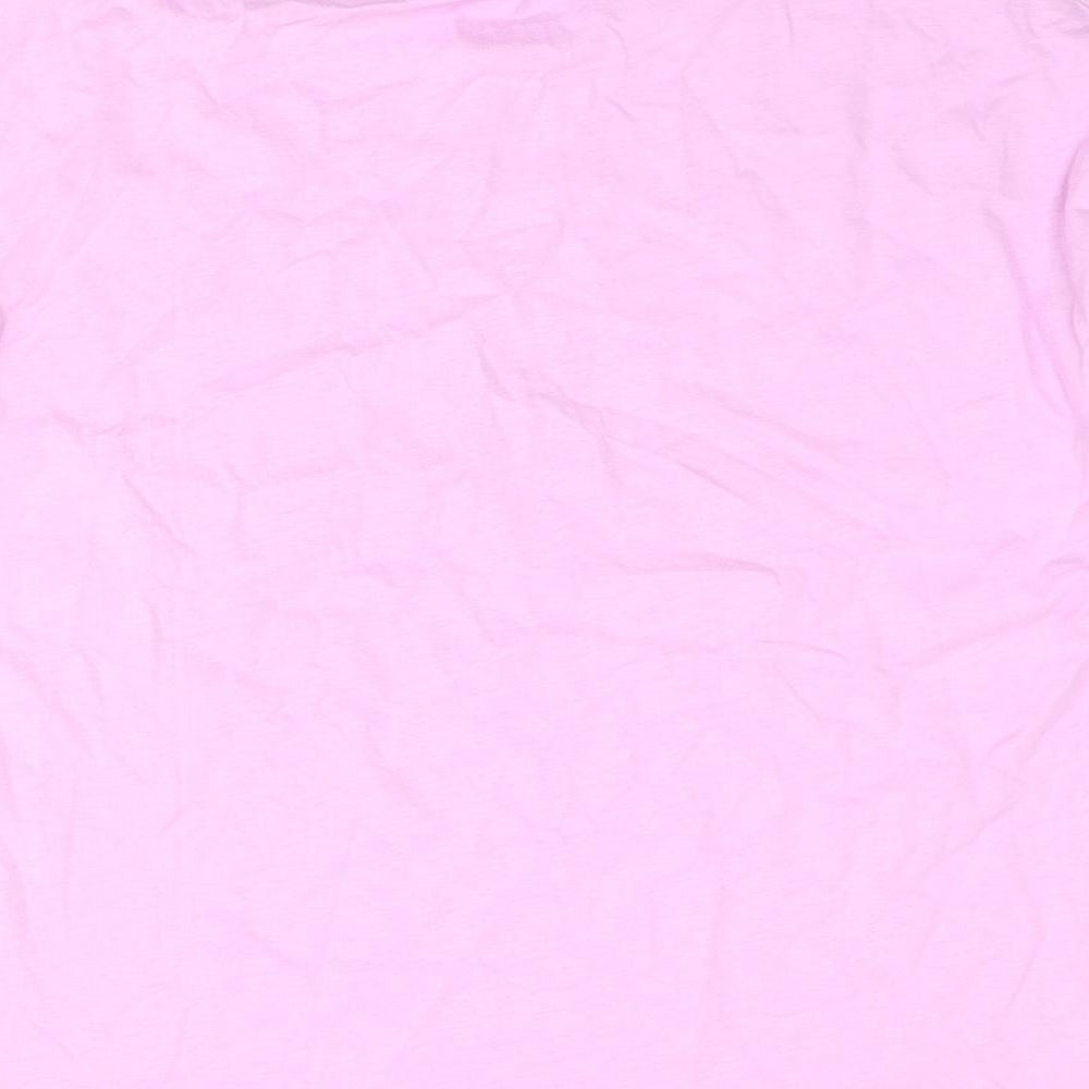 Marks and Spencer Girls Pink Cotton Basic T-Shirt Size 13-14 Years Crew Neck Pullover - Good Vibes