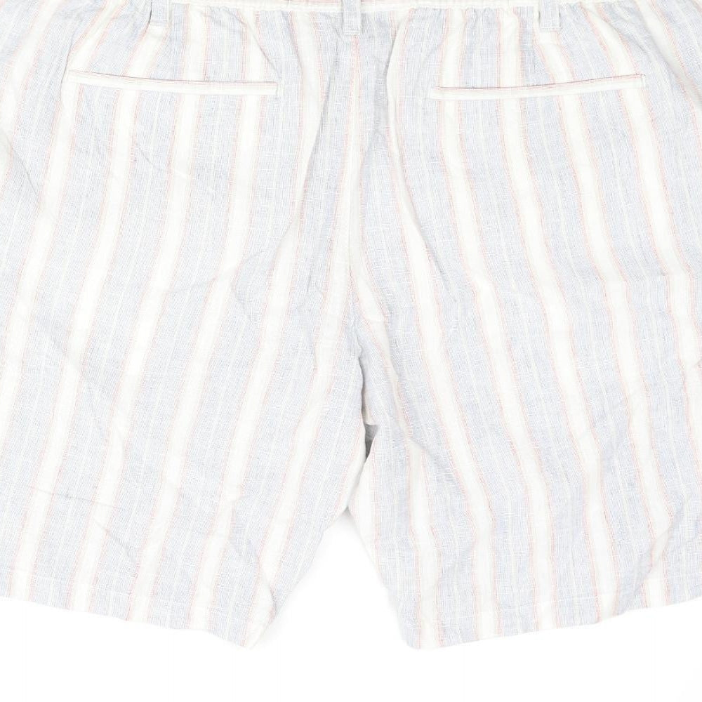 Marks and Spencer Mens Multicoloured Striped Linen Bermuda Shorts Size 42 in L9 in Regular Zip - Drawstring