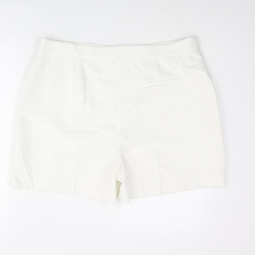 Marks and Spencer Womens White Polyester Basic Shorts Size 18 L5 in Regular Zip
