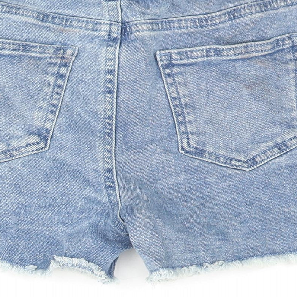 George Girls Blue Cotton Cut-Off Shorts Size 11-12 Years L3 in Regular Zip - Lace Detail