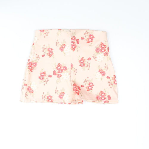 Missguided Womens Pink Floral Polyester Hot Pants Shorts Size 8 Regular Pull On