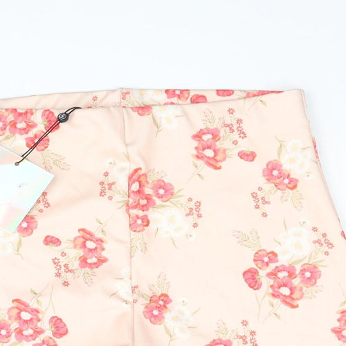 Missguided Womens Pink Floral Polyester Hot Pants Shorts Size 8 Regular Pull On