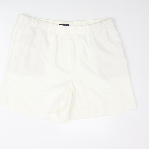 Marks and Spencer Womens Ivory Polyester Basic Shorts Size 20 L6 in Regular Pull On