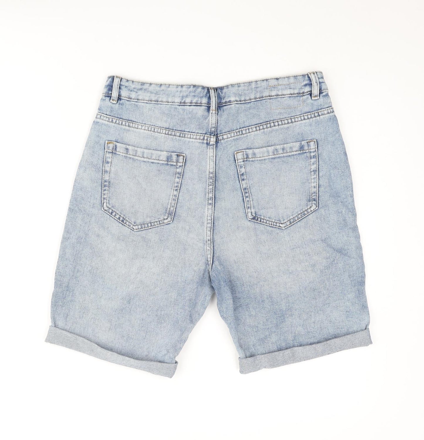 Marks and Spencer Boys Blue Cotton Bermuda Shorts Size 15-16 Years L7 in Regular Zip