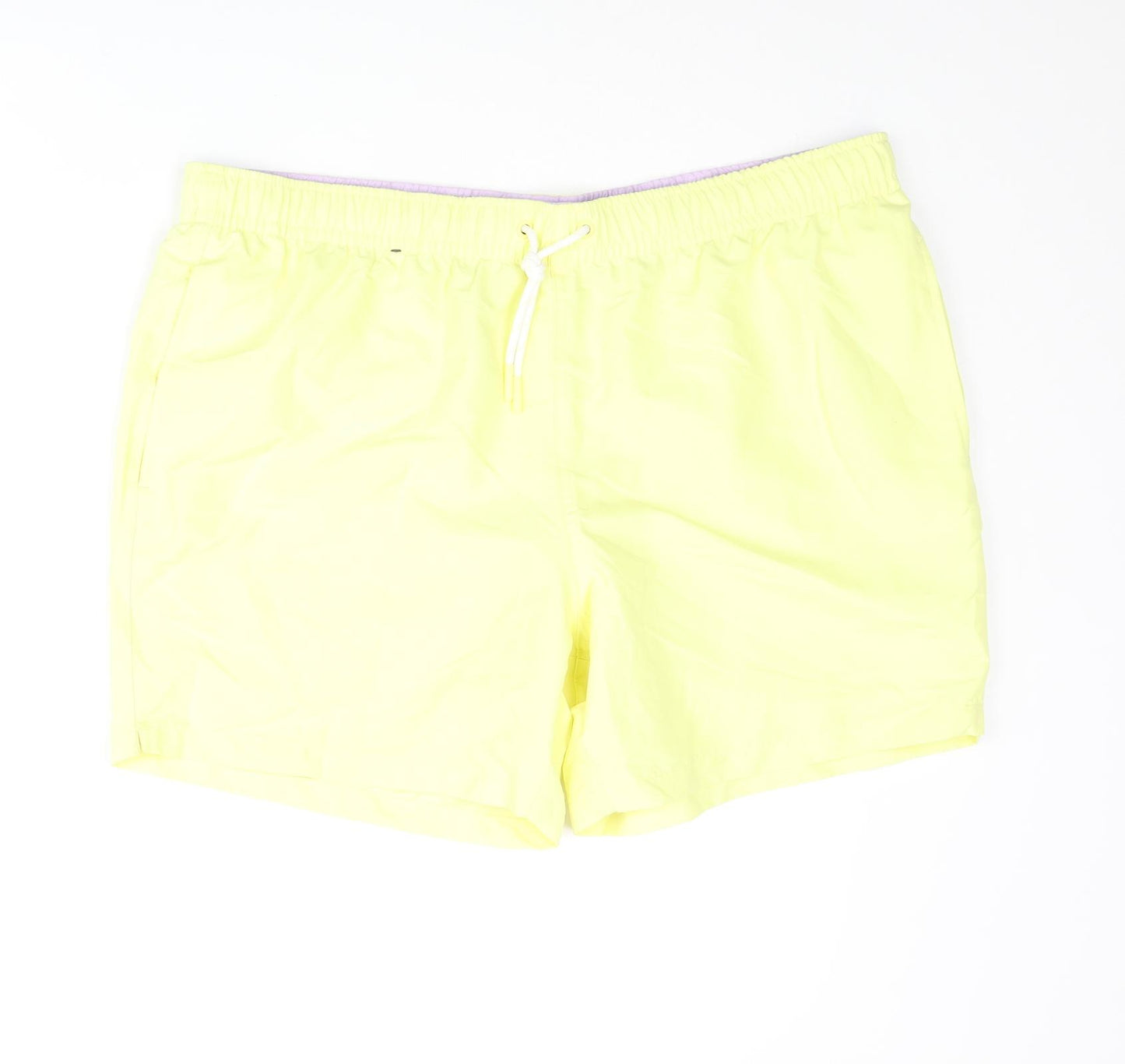 Marks and Spencer Mens Yellow Polyester Sweat Shorts Size XL Regular Drawstring - Swim Shorts