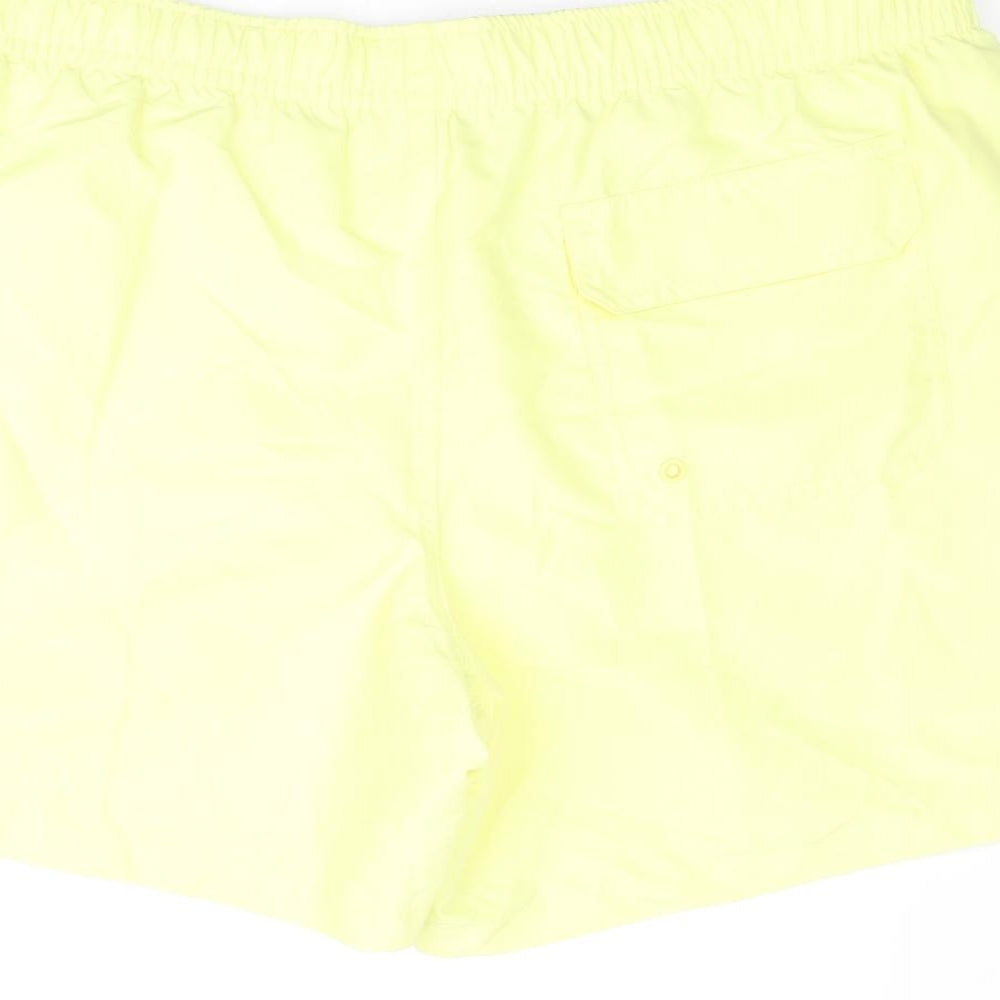 Marks and Spencer Mens Yellow Polyester Sweat Shorts Size XL Regular Drawstring - Swim Shorts
