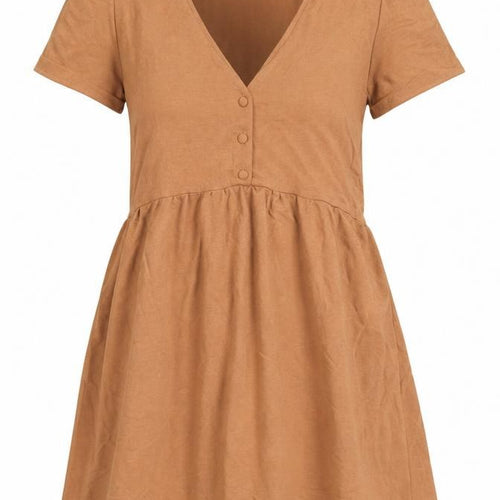 Mango Womens Brown Viscose Shift Size S V-Neck Button