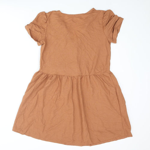 Mango Womens Brown Viscose Shift Size S V-Neck Button