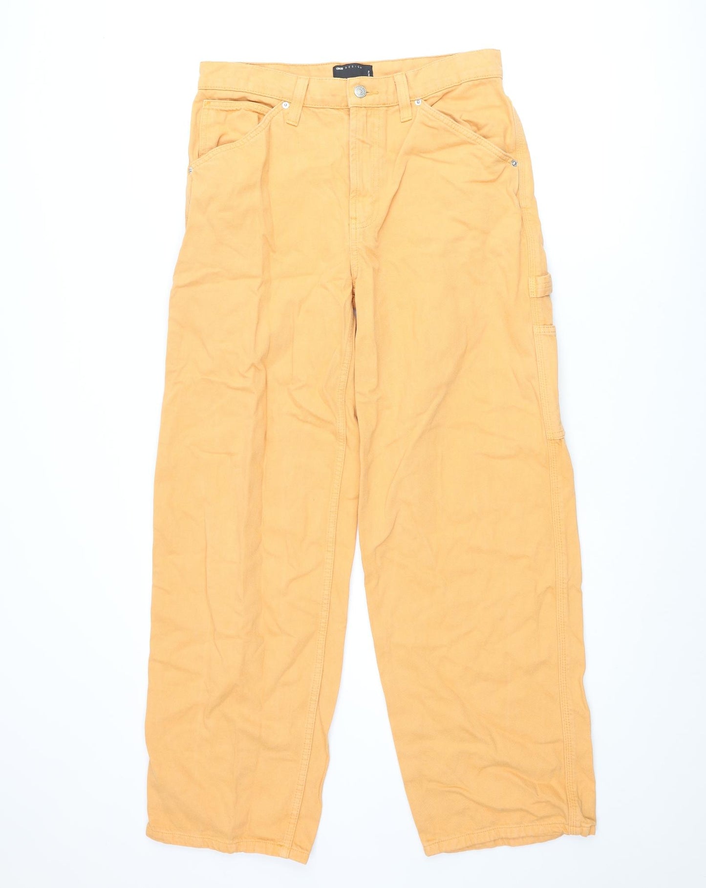 ASOS Womens Orange Cotton Mom Jeans Size 28 in L32 in Regular Zip - Cargo