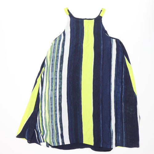 NEXT Womens Multicoloured Striped Viscose Shift Size 8 Round Neck Pullover - Open Back