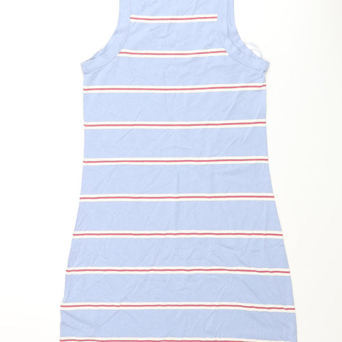 Marks and Spencer Womens Blue Animal Print Cotton Tank Dress Size S Roll Neck Pullover