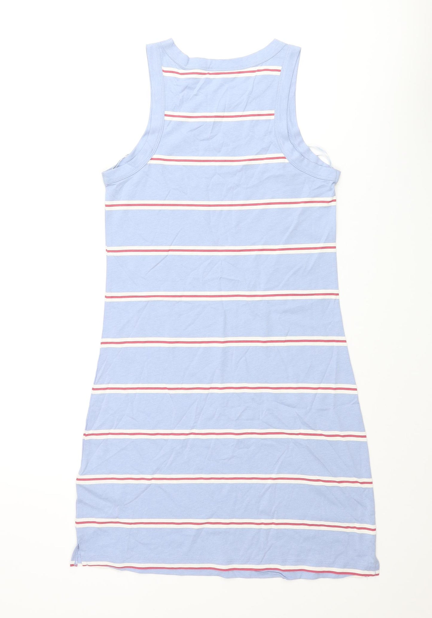 Marks and Spencer Womens Blue Animal Print Cotton Tank Dress Size S Roll Neck Pullover