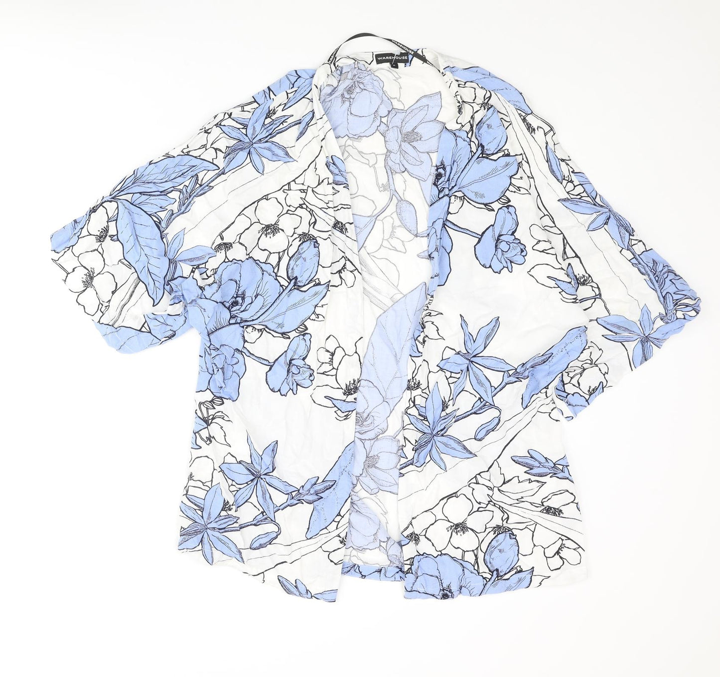 Warehouse Womens Multicoloured Floral Viscose Kimono Blouse Size M V-Neck