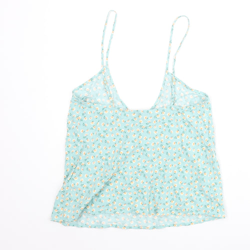 Marks and Spencer Womens Blue Floral Viscose Camisole Blouse Size 8 Scoop Neck