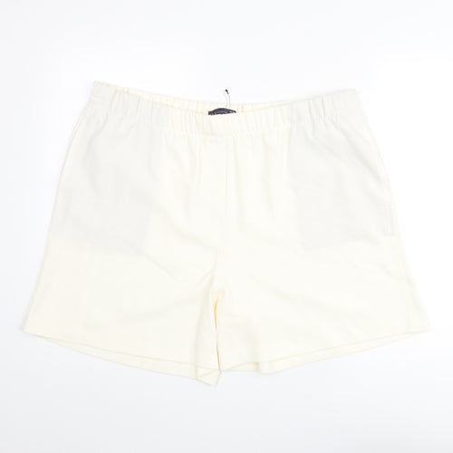 Marks and Spencer Womens Ivory Polyester Basic Shorts Size 20 L6 in Regular Pull On