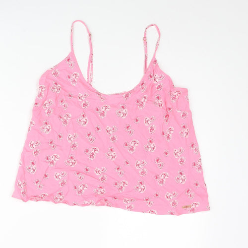 Marks and Spencer Womens Pink Floral Viscose Camisole Blouse Size 12 Scoop Neck