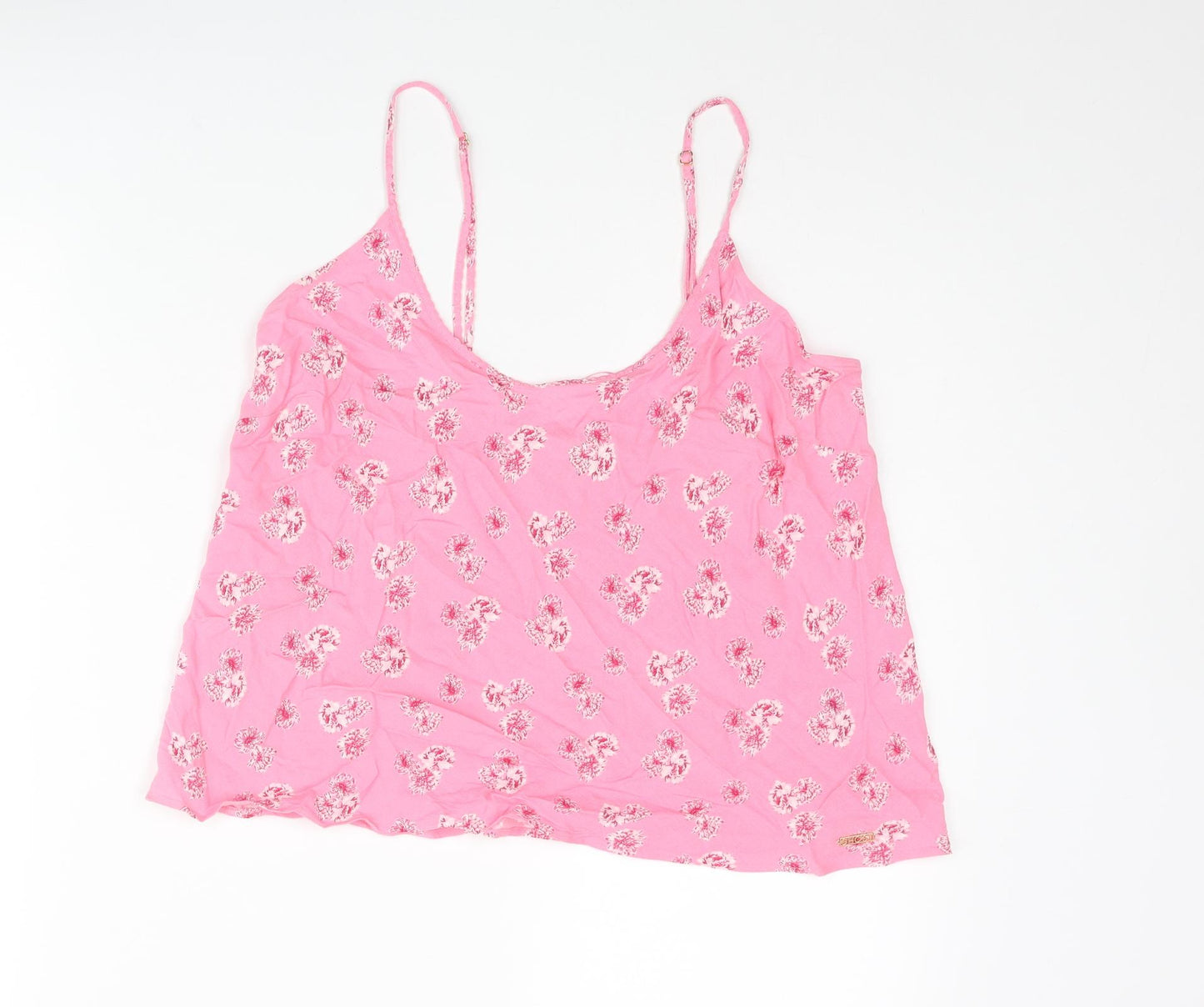 Marks and Spencer Womens Pink Floral Viscose Camisole Blouse Size 12 Scoop Neck