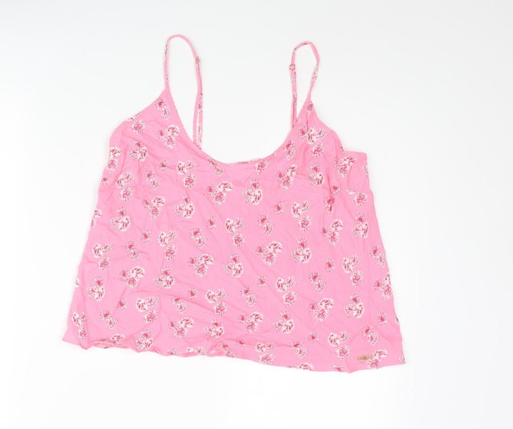 Marks and Spencer Womens Pink Floral Viscose Camisole Blouse Size 12 Scoop Neck