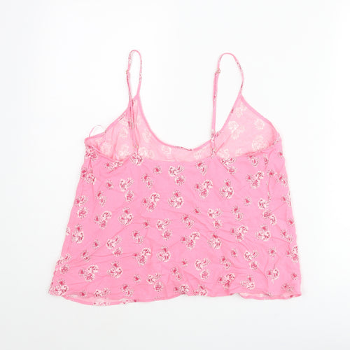 Marks and Spencer Womens Pink Floral Viscose Camisole Blouse Size 12 Scoop Neck