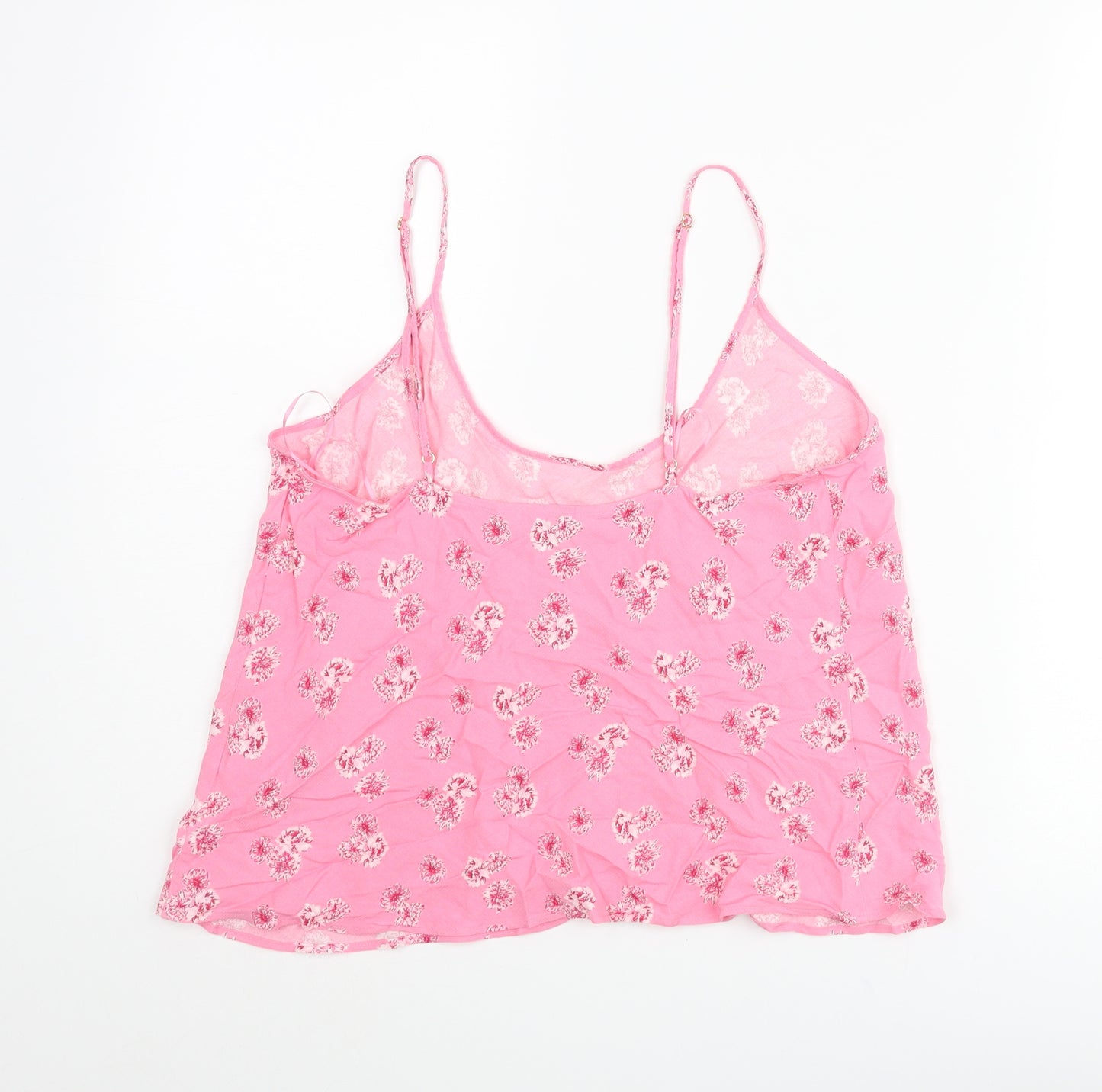 Marks and Spencer Womens Pink Floral Viscose Camisole Blouse Size 12 Scoop Neck