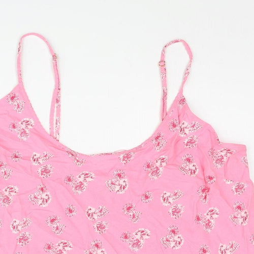 Marks and Spencer Womens Pink Floral Viscose Camisole Blouse Size 12 Scoop Neck