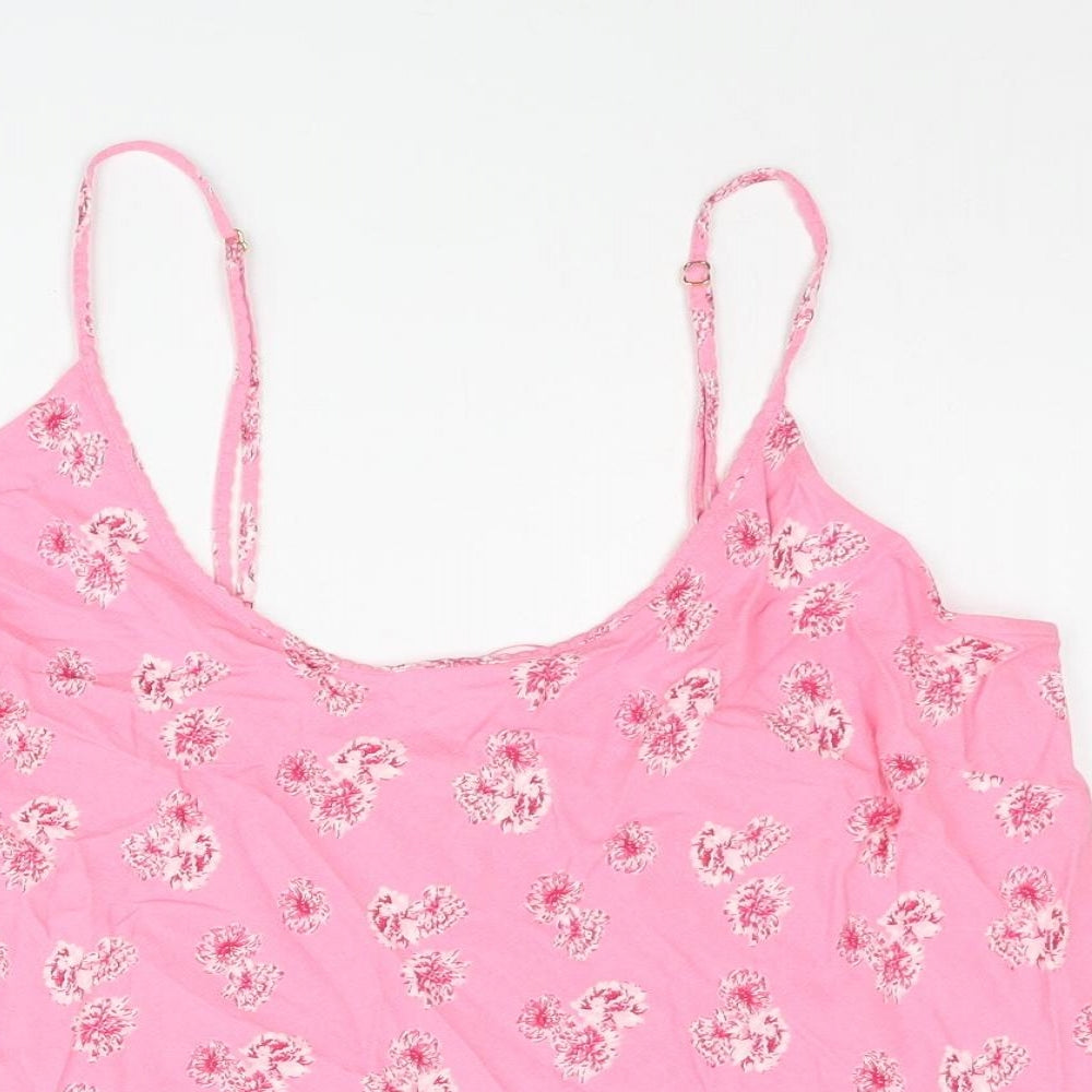 Marks and Spencer Womens Pink Floral Viscose Camisole Blouse Size 12 Scoop Neck
